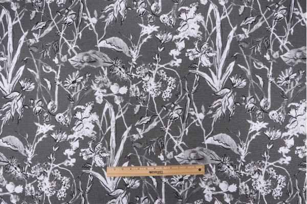 Lacefield Garden Party Printed Cotton Blend Drapery Fabric in Ink 