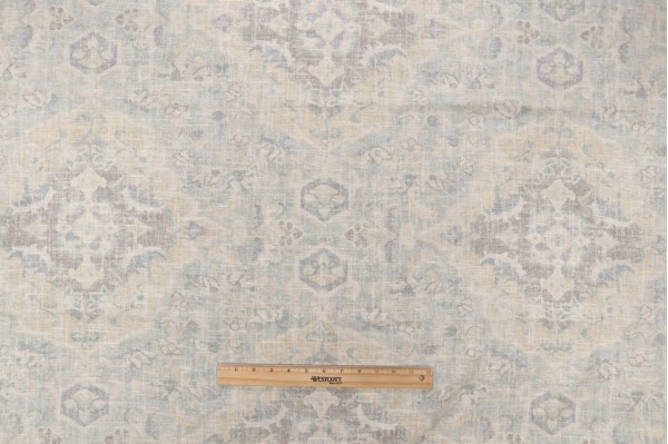 Covington Jaipur Printed Linen Blend Drapery Fabric in Serenity