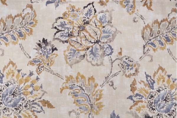 Jemma Printed Cotton Drapery Fabric in Dusk