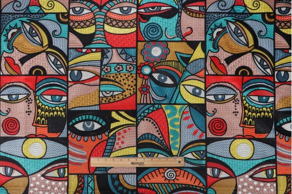 Covington All Eyes On Me Printed Velvet Upholstery Fabric in 100-Multi