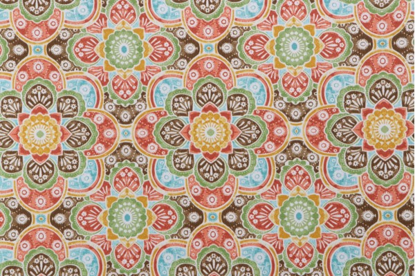 Bryant Fabrics Keyzo Medallion Printed Polyester Outdoor Fabric in Turmeric
