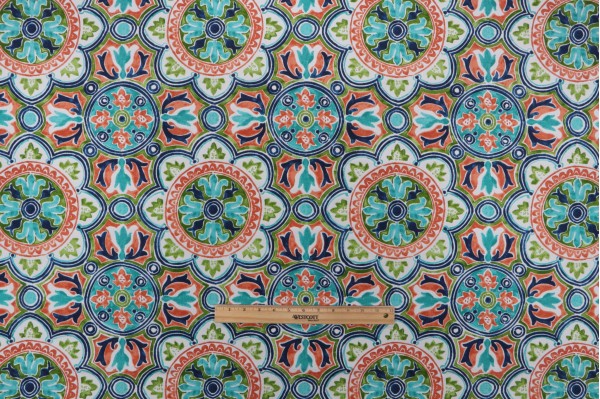 Bryant Fabrics Lagoa Tile Printed Polyester Outdoor Fabric in Flamingo