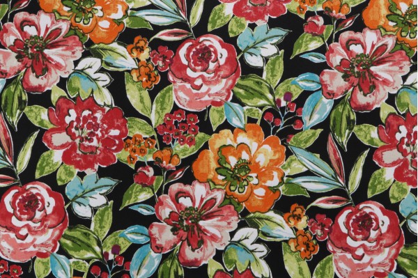 Bryant Fabrics Nikolette Printed Polyester Outdoor Fabric in Onyx