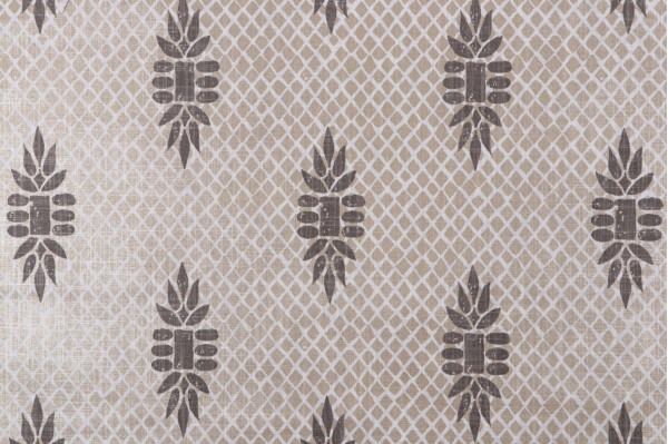 Lacefield Boca Printed Cotton Drapery Fabric in Gold
