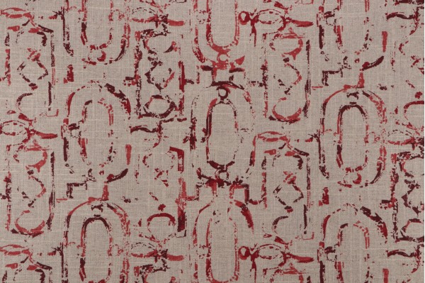 Lacefield Miramar Printed Linen Blend Drapery Fabric in Garnet
