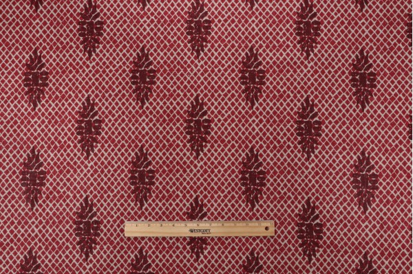 Lacefield Boca Printed Cotton Drapery Fabric in Garnet