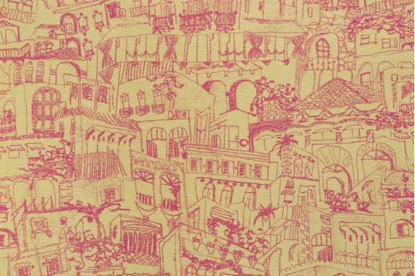 Lacefield Terra Printed Cotton Drapery Fabric in Chartreuse