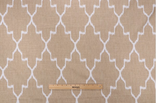 Lacefield Monaco Printed Cotton Drapery Fabric in Straw