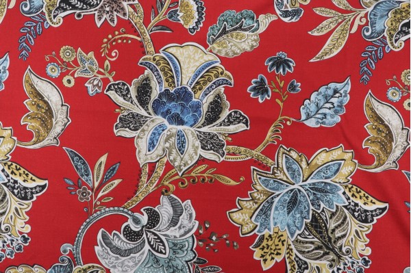 Click for 1.25 Yards Hamilton Lyons Printed Cotton Drapery Fabric in Cherry Hamilton Lyons Printed Cotton Drapery Fabric in Cherry