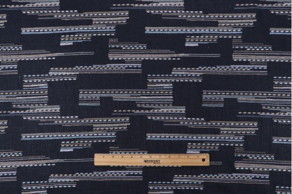 5.88 Yard Harper Home Jarvell Embroidered Drapery Fabric in Indigo