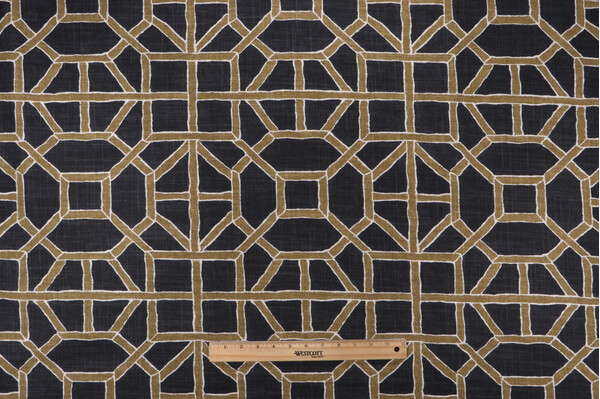Sample of Richloom Miri Printed Cotton Blend Drapery Fabric in Onyx 