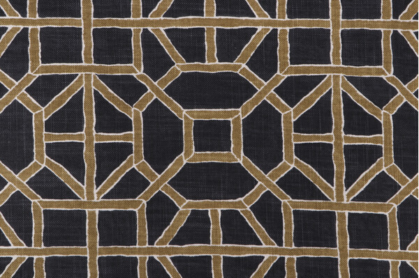 Sample of Richloom Miri Printed Cotton Blend Drapery Fabric in Onyx 