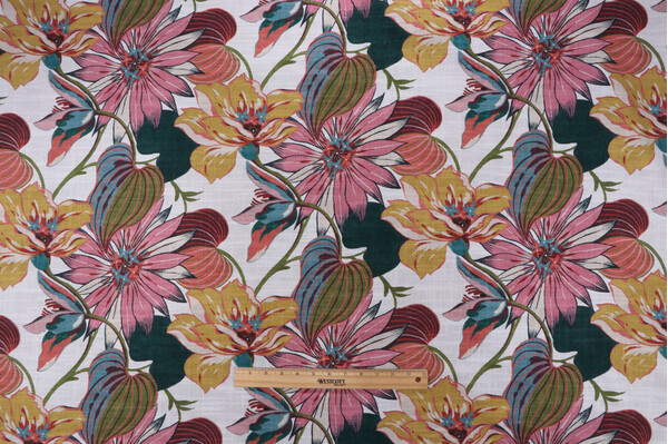 Richloom Azalea Printed Cotton Blend Drapery Fabric in Cerise 