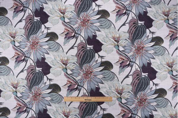Sample of Richloom Azalea Printed Cotton Blend Drapery Fabric in Nocturne 