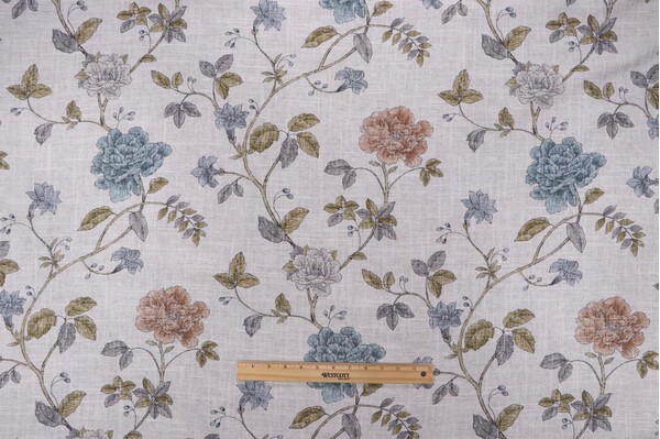 Sample of Richloom Loulette Printed Linen Blend Drapery Fabric in Antique 