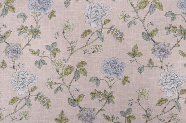 Sample of Richloom Loulette Printed Linen Blend Drapery Fabric in Tearose 