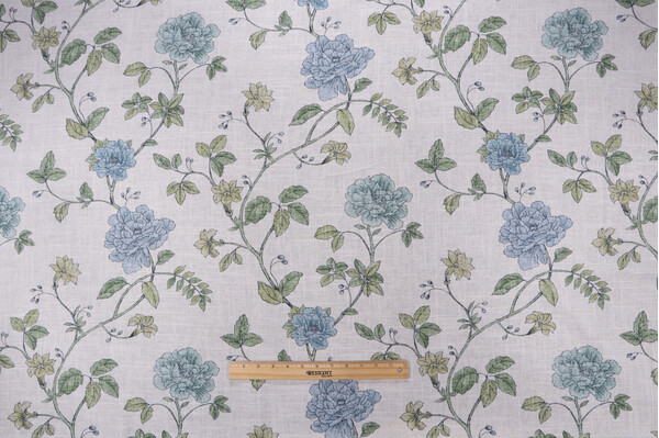 Sample of Richloom Loulette Printed Linen Blend Drapery Fabric in Herbal 