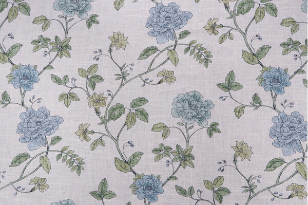 Sample of Richloom Loulette Printed Linen Blend Drapery Fabric in Herbal 