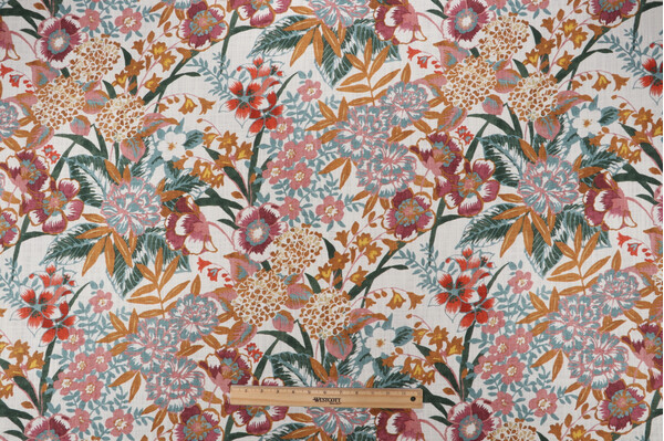 Richloom Abloom Printed Cotton Drapery Fabric in Dahlia 