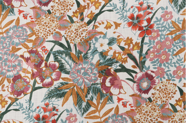 Richloom Abloom Printed Cotton Drapery Fabric in Dahlia 