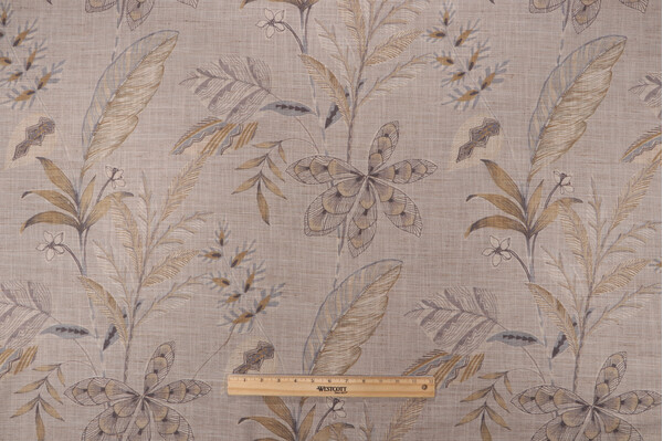 Sample of Richloom Printmaker Printed Polyester Drapery Fabric in Flax 