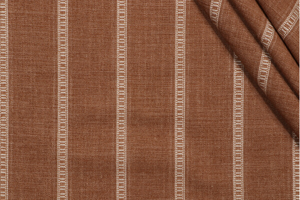 PK Lifestyles Rancho Stripe Woven Chenille Upholstery Fabric in Saddle 