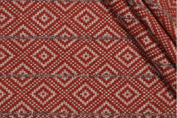 PK Lifestyles Diamante Woven Chenille Upholstery Fabric in Cinnabar 