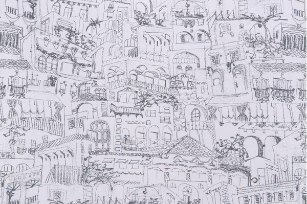 Lacefield Terra Printed Cotton Drapery Fabric in Slate 