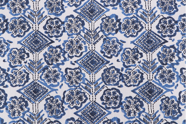 Lacefield Brody Printed Cotton Blend Drapery Fabric in Cobalt 
