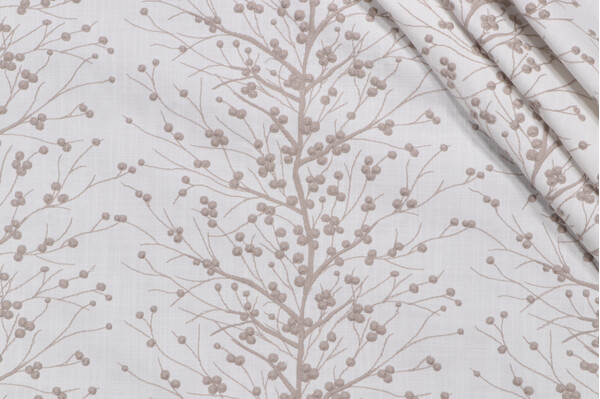 Mill Creek Spruce Embroidered Drapery Fabric in Dusk