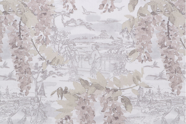 Wisteria Printed Decorator Fabric in Dove