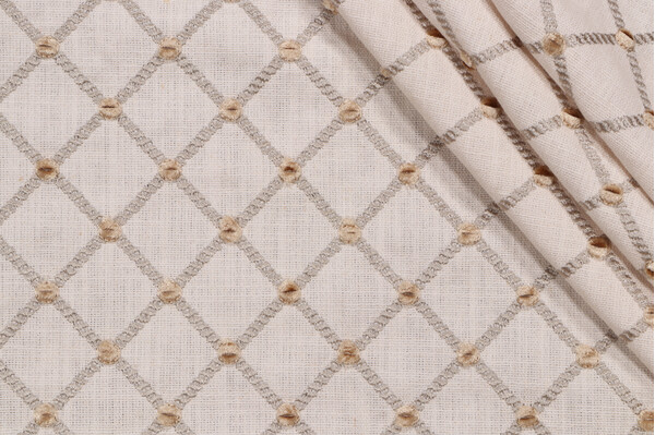 TFA Precision Embroidered Drapery Fabric in Linen 