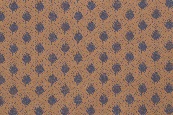 Fonthill Stafford Leaf Woven Upholstery Fabric in Blue/Sandalwood 