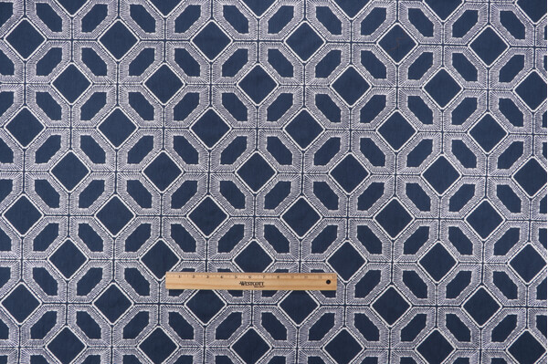 PK Lifestyles Goa Embroidered Drapery Fabric in Indigo 