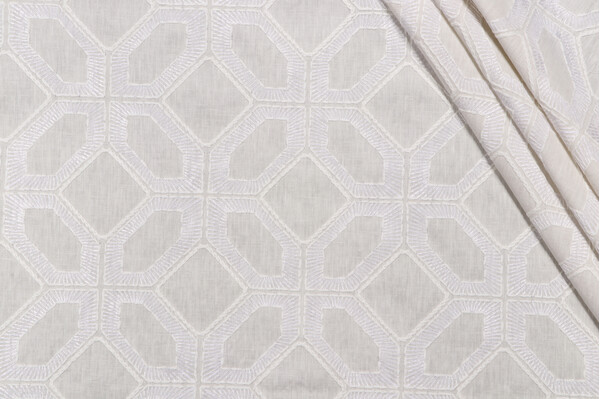 PK Lifestyles Goa Embroidered Drapery Fabric in Parchment 