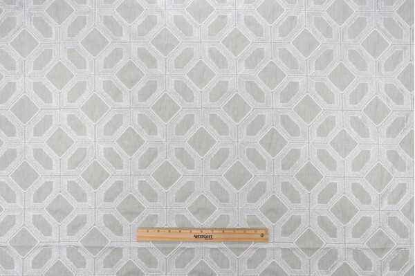 PK Lifestyles Goa Embroidered Drapery Fabric in Mist 