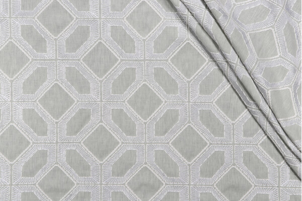 PK Lifestyles Goa Embroidered Drapery Fabric in Mist 