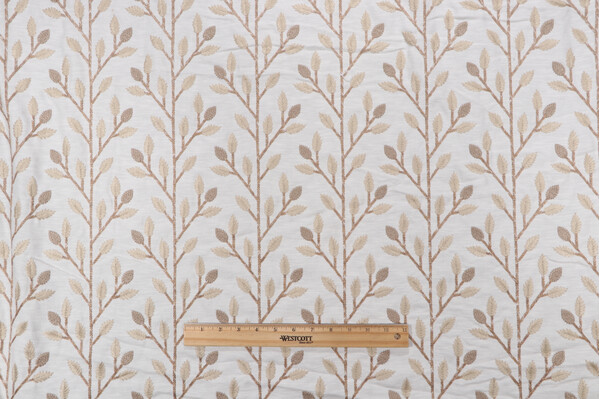 Sample of PK Lifestyles Wheat Field Embroidered Drapery Fabric in Flax 