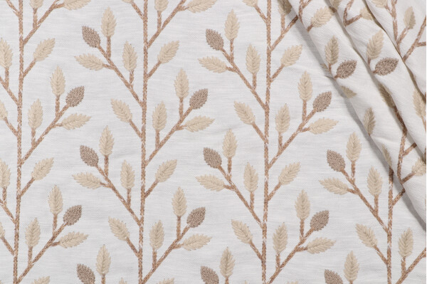 Sample of PK Lifestyles Wheat Field Embroidered Drapery Fabric in Flax 