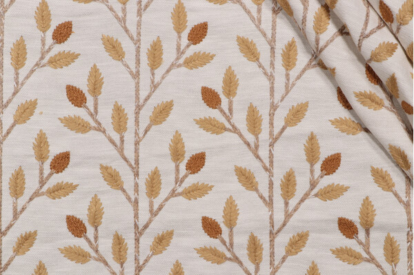 PK Lifestyles Wheat Field Embroidered Drapery Fabric in Golden 