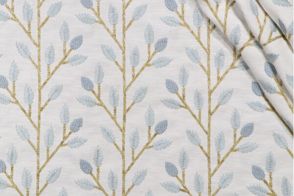 PK Lifestyles Wheat Field Embroidered Drapery Fabric in Sky 