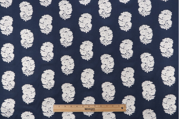 PK Lifestyles Bodhi Embroidered Drapery Fabric in Indigo 