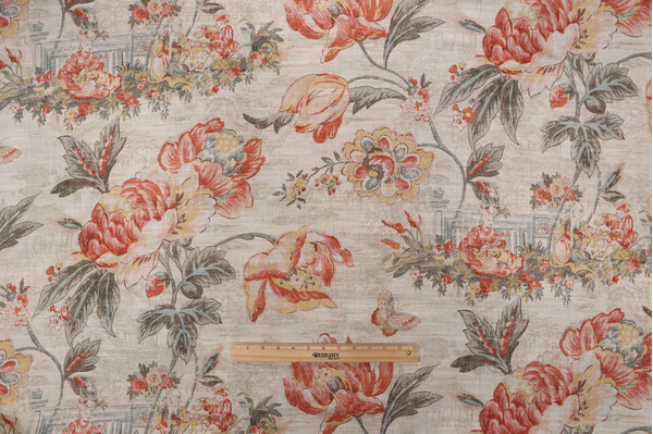 PK Lifestyles Shared Wisdom Printed Cotton Blend Drapery Fabric in Shell 