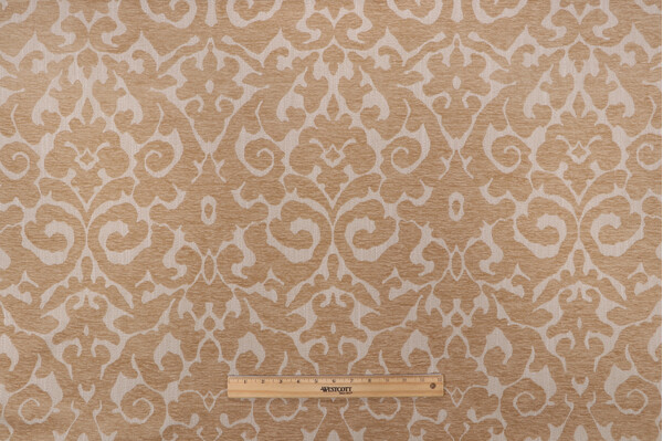 PK Lifestyles Verona Damask Woven Chenille Upholstery Fabric in Wheat 