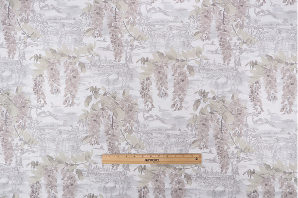 Wisteria Printed Decorator Fabric in Dove