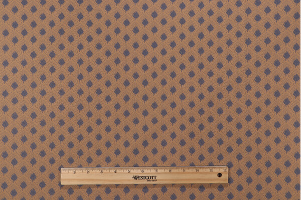 Fonthill Stafford Leaf Woven Upholstery Fabric in Blue/Sandalwood 