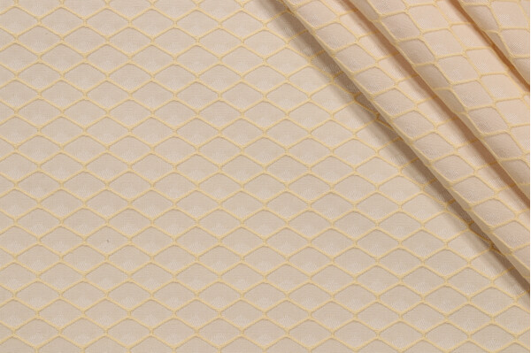 Grey Watkins Damask Grillage Woven Decorator Fabric in Beige
