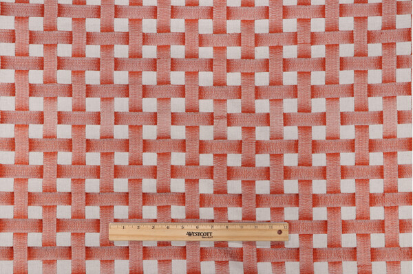 Grey Watkins Grillwork Embroidered Drapery Fabric in Rust