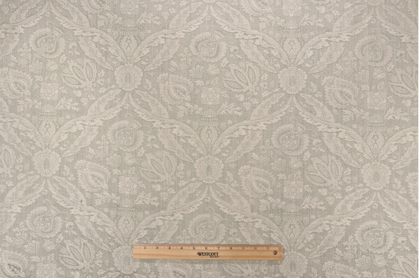 Grey Watkins Monterey Damask Upholstery Fabric in Blue