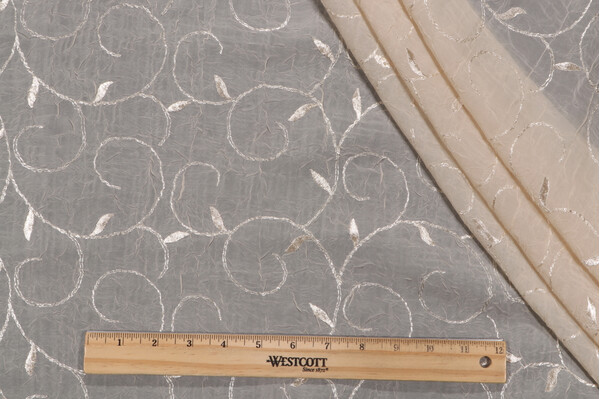 Click for 1.63 Yards Fargo Crushed Embroidered Sheer Drapery Fabric in Wheat Fargo Crushed Embroidered Sheer Drapery Fabric in Wheat